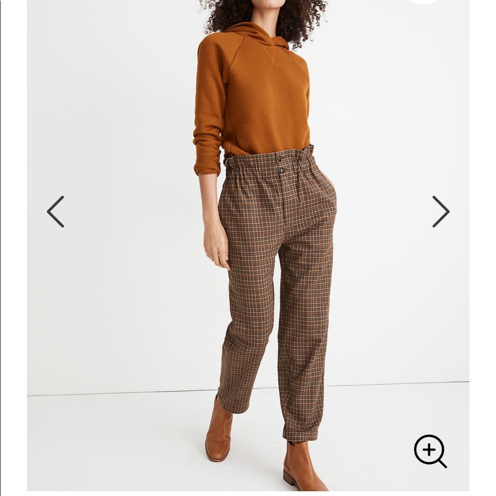 NWT Madewell Plaid Paperbag Tapered Pants